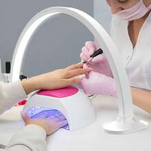 1 قطعة مصباح أظافر نصف قمري حديث بطول 53 سم (20.54 بوصة) بحجم كبير، مصنوع من معدن بتشطيب لامع، يعمل بالطاقة عبر منفذ USB، بأزرار تحكم، متعدد الاستخدامات للاستخدام المنزلي والاحترافي، بدون بطارية مطلوبة