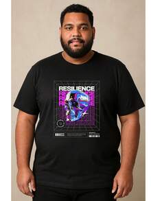 Camiseta Masculina Adulto Infantil Plus Size Casual Street Wear Algodão Premium Moda Resilience Caveira Roxa Colorida