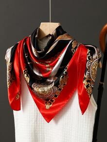 1条35.4英寸方形围巾，时尚印花90厘米围巾披肩领巾，奢华丝绸质感，适合女性，四季皆宜。 - 彩色 - 查看 59