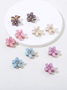 10pcs Cute Everyday Floral Crystal Hair Clips, Gift For Girls - Multicolor - View 4