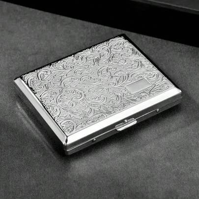1pc Lucky Paulownia Leaf Cigarette Case, Vintage Carved Creative Flip-Top Metal Cigarette Box, Victorian Style Metal Cigarette Holder, Business Cigarette Case Gift For Men