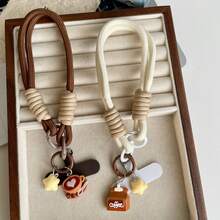 Dây đeo cổ tay điện thoại họa tiết ngôi sao và cà phê mùa thu/đông, Dây đeo cổ tay điện thoại dễ thương có dây rút, Dây đeo mặt dây chuyền điện thoại, Phù hợp với ốp lưng điện thoại thông dụng DIY, Miếng lót có thể tháo rời, Dành cho nam và nữ, Cầm tay sáng tạo, Chống thất lạc, Chống rơi, Vòng đeo tay di động, Móc chìa khóa - Dây đeo cà phê Star - Xem 3