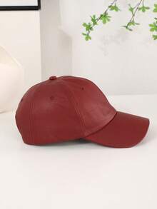 1 pièce Casquette de baseball vintage unisexe en PU de couleur unie, réglable et douce, convient pour les sorties décontractées et les rendez-vous - couleur unie - Voir 6