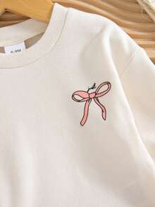 秋冬女宝宝可爱美式学院风休闲粉色蝴蝶印花上衣和粉色百褶裙套装 - 粉色 - 查看 6