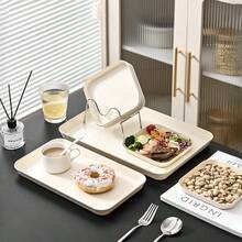 1 Teebrett, rechteckig aus ABS Material, zum Abstellen von Teetassen, Wassergläsern, Tellern, Dim Sum Aufbewahrungsplatten, Serviertabletts, Kaffee- und Brotplatten, Obstmahlzeiten-Tabletts, geeignet für Familien-Restaurants, Schul-Cafés, Bäckereien, Teller