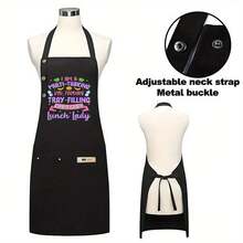 1pc Funny Chef Apron - High Quality & Kitchen Apron With Funny Sayings Like "I'm A Multi-Tasking Tray Filling Lunch Lady" - Black With Pink Text - Heavy-Duty Polyester Apron For Home Cooks, Professional Chefs, Cafeteria Workers - Easy-Clean Work Apron For Men & Women, Food Prep Gear, Bold Lettering, Durable Fabric, Baking Enthusiasts - AZX0001 - Xem 6