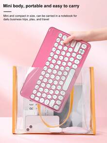 超薄便携式无线键盘，Type-C 可充电键盘兼容 3 个系统，10 英寸圆键无线蓝牙迷你静音键盘，适用于笔记本电脑、iPad、平板电脑、智能手机