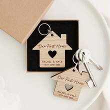 Personalized First Home Couple Keychain, Valentine's Day Gift, New Home Souvenir, Durable Ring Buckle, Housewarming Gift For Men And Women, Commemorative Keychain, Elegant Keychain,Christmas Gift Supplies - Multicolor - View 5