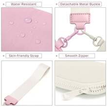 Wristlet Wallet, Keyring Wrist Strap Pouch - Small But Roomy Pink & Cream Contrast-Color Wallet | Dual-Bag Storage, Detachable Keychain (With Teddy Charm) & Wide Woven Wrist Strap | Holds Cards, Cash, Coins, Car Keys, Makeup & Earphones | Women's Minimalist Compact Wallet For Daily Use - Hồng - Xem 5