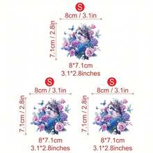 1/Pc 2/Pcs 3/Pcs Creative Cat Playing In Floral Design Heat Transfer Printing, Elegant Botanical & Animal Artwork Style, Suitable For Jacket, Coat, T-Shirt, Hat, Bag, Pillow, Socks DIY Decoration, Washable & Durable