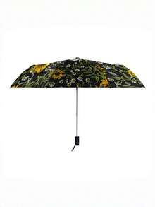 Guarda-chuva Dobrável com Crânio e Girassol, Presente de Halloween, Viagem, Ultralight, Portátil, Proteção UV, À Prova de Chuva, Guarda-sol Resistente para Homens e Mulheres