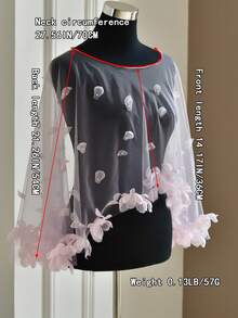 1 Stück perlenbestickter Blumen-Hochzeits-Schal-Pullover-Weste, 3D Blumen Dekor Braut-Schal Accessoire - Mauve - Übersicht 7