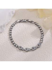 1 buc. Brățară elegantă în formă de inimă cu zirconiu cubic pentru femei, bijuterii la modă și versatile, fără cutie