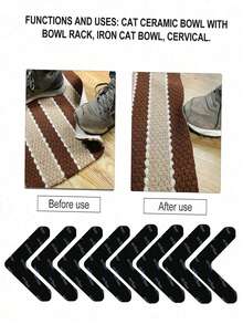 2/4/8/12片装可重复使用地毯防滑贴，双面地毯胶带，PU材质可水洗防滑垫，可定制，防止地毯移动和卷边，适用于硬木地板和瓷砖。 - 黑色 - 查看 7