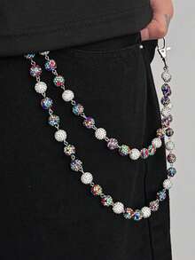 1pc Bohemian Style Sparkling Faux Pearl Beaded Multi-Layer Tassel Waist Chain/Body Chain, Fashion Hiphop, Vacation Party, Casual Daily, Street Snap, Wedding Party, Unisex Charm Jewelry Waist Chain Gift - Rhinestone Waist Chain - View 11