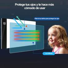 Para Dibujo de Diamantes, Dibujo, Bocetos, Animación, Copiado, Arquitectura, Soporte de Luz de Dibujo A4, Tablero de Dibujo LED con 3 Modos de Iluminación, Incluye Adaptador y USB para Pantalla de Luz de Dibujo - 1 - Ver 3