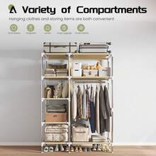 Portable Metal Hanging Clothes Closet With 5 Shelves, Pink, Strong And Sturdy, 41. 34x17. 72x66. 93 Inches