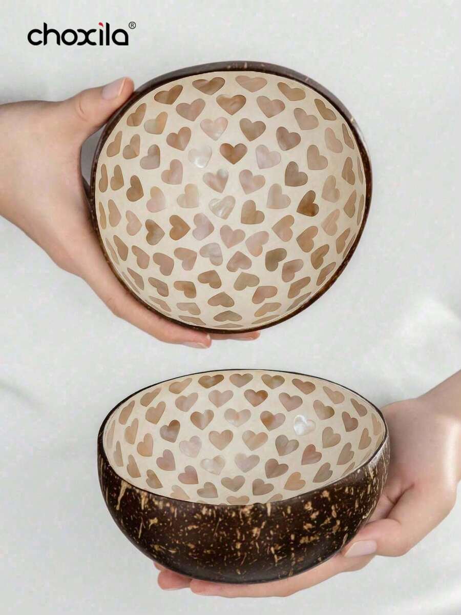 choxila 2 piezas Tazones de coco para dulces, recipiente de almacenamiento de joyas, recipiente de almacenamiento, recipiente para dulces, soporte para frutos secos, soporte para velas, útiles escolares, regalo de Navidad, vuelta al colegio, Día Nacional de Arabia Saudita - Cuenco de cáscara de coco - Ver 1