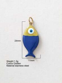 1 pieza Accesorio decorativo con forma de pez de acero inoxidable lindo, colgante DIY, para uso diario