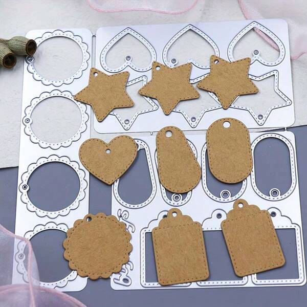 1pc Label Design Metal Cutting Dies, Suitable For DIY Scrapbooking, Paper Cards, Greeting Cards, Albums And Home Decor Crafts