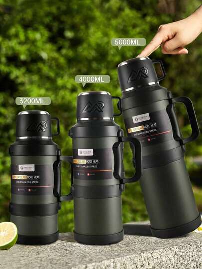 1pc Large Capacity Insulated Water Bottle, Cooler Box, Coffee Pot, With Handle Travel Water Bottle, 316 Stainless Steel Outdoor Car Camping Sports Double Wall Water Bottle/Suitable For Outdoor Travel, Camping, School, Camping And Hiking, Camping Equipment, Camping Essentials