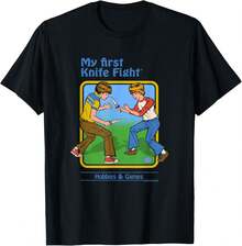 My First Knife Fight Retro Dark Humor T-Shirt - màu đen - Xem 1