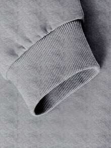 Plus Size Women Gothic Punk Style Loose Sweatshirt, Skull Print, Suitable For Daily Wear, Outings, Parties, School, Music Festivals, Vacations, Commuting And Other Occasions - Grey - View 4