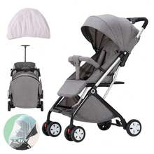 PORIYA Foldable Baby Stroller Outdoor Travel Pushchair Carry On Plane One Key Folding Lightweight Compact With Four Wheels Sunshade - 灰色 - 查看 12