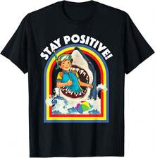 Stay Positive - Shark Lover Wildlife Ocean Sea Animal Lover T-Shirt - 黑色 - 查看 1