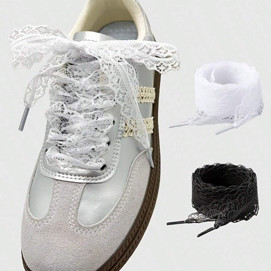 1 Pair, Lace Shoelaces DIY Ballet Cute Girl Accessories German Training Shoes White Silk Lace Shoelaces