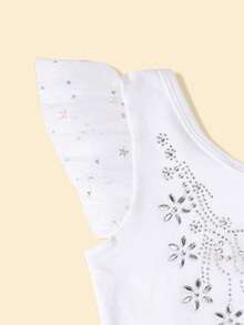 Bộ đồ liền thân múa ba lê cho bé gái có chân váy tutu lưới, váy liền thân múa ba lê thể dục dụng cụ tay ngắn cho trẻ em - trắng - Xem 5