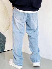 Baggy Jeans Wide Leg Straight Fit Carpenter Jeans UNISEX - Màu xanh nhạt - Xem 3