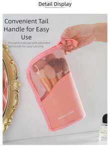 Travel Makeup Bag, 1Pc Large Capacity Lightweight Toiletry Handbag Bath Shower Bag Multifunctional Cosmetic Organizer Cute Handbag Wallet Pouch Case Portable Cosmetics Brush Storage Clutch With Zipper Closure For Lipstick, Brush, Skincare, Mobile Phone, Coin, Small Items, For Home, Travel, Vacation And School Use,Makeup Bag Makeup Pouch Skincare Bag Toiletry Bag Packing Cubes,Travel Essentials Storage Makeup Organizer Makeup Case Makeup Travel Toiletry Organizer Essentials Gifts Storage Zipper Accessories Nail - Hồng - Xem 3