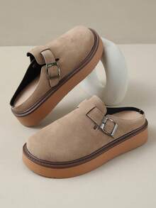 Dép lê nữ mùa xuân mới, mũi tròn, đế dày, thoải mái, kiểu dáng thường ngày, dễ mang. - Màu be - Xem 7