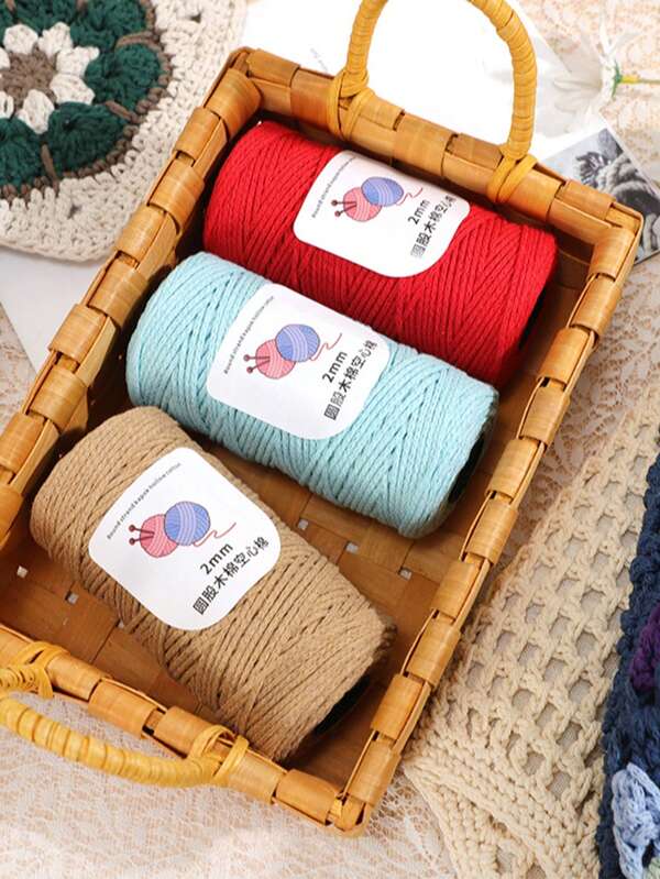 2mm Hilo de algodón hueco, hilo trenzado redondo, tejido de algodón y lino japonés, cuerda redonda, material DIY para bolsos tejidos a ganchillo, cuerda de nudo chino, cuerda trenzada, cuerda de regalo de embalaje tejida a mano de colores variados, material DIY para borlas