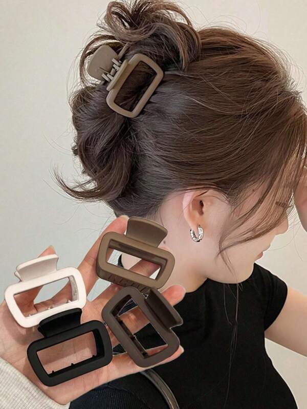 Claw Clips 4pcs/1pc Women's Medium Purple, Pink, White, Blue 5cm/1.97in Square Lightweight Plastic Hair Clips, Fashion Versatile High-End Elegant Simple Solid Color Hair Claws, Suitable For Daily Outing, Casual, Party, Commute, Vacation, Washing Face, Makeup, Matching Outfits, Hair Accessories, School Stuff, College, Purple Accessories Autumn Accessories Fall Winter