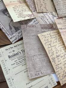 100pcs/Pack Vintage Handwritten English Modern Floral Poster Material Paper, Scrapbooking Supplies, School Supplies, Retro Magic Notebook, Galaxy, Ditsy Flower, Stationery, DIY Background Paper, Stationery Supplies