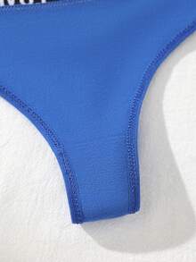 5 件/包女士棉质字母提花无缝丁字裤，休闲运动弹力柔软透气三角裤 - 彩色 - 查看 8