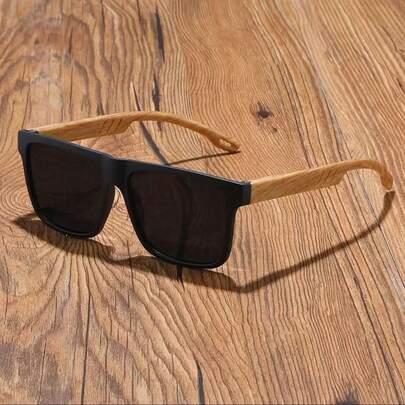 1pc Retro Wood Grain Fashion Glasses - Versatile And Durable, Suitable For Daily Wear