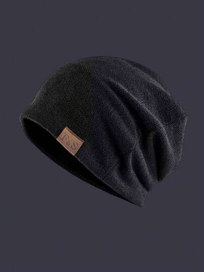 1 Stück unisex einfarbige Herbst/Winter neue FS Logo Lässig Strickmütze, warme Fleece Ohrenschutz Beanie für den Outdoor-Gebrauch, geeignet für den täglichen Einsatz