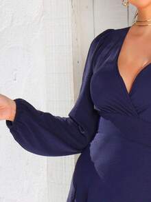 Long V-Neck Dress Lavana Helena NM Nana Marie Simple Elegant Party Fabric Fits Well At The Waist Party Party Wedding Graduation Party Formal & Evening Wedding Guest Prom Graduation Season - 藏蓝色 - 查看 3