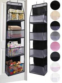 门上多层悬挂式收纳盒，化妆品壁挂式收纳盒，大容量网状支架，带透明口袋，适用于厨房、浴室、卧室、宿舍、节日装饰、房间装饰