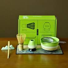 7件套抹茶入门套装，包含抹茶碗（带嘴）、抹茶筅、筅架、勺子、筛子、茶勺、茶布，精美抹茶茶道礼盒套装，适合作为生日和节日礼物。 - 彩色 - 查看 11