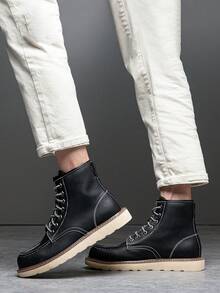 Extra Large Size Men's English Style Formal Vintage Boots, American Durable Short Boots, Outdoor Work Boots, Autumn/Winter