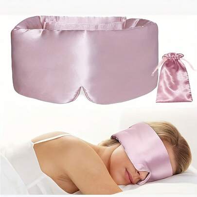 Natural Silk Eye Mask For Men And Women, Soft And Pressure-Free, Cooling And Light-Blocking, Suitable For Sleep, Large Size, Fits All Head Sizes, Adjustable With Storage Bag