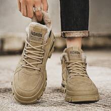 Botas de nieve de invierno para hombre, casuales y versátiles, cálidas y de moda, adecuadas para deportes al aire libre. Con textura similar al gamuza, diseño por capas, estética vintage, costuras detalladas, duraderas y resistentes