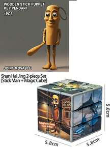 1Pc Shan Hai Jing AI 3D 3x3 Magic Cube - Wooden Humanoid Puzzle, Creative Decompression Toy - Multicolor - View 12