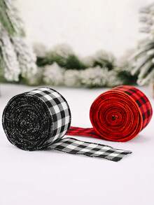 1 buc, 19,7 inch Panglică de Crăciun din in Accesorii DIY Panglică în carouri alb-negru Decorațiune de atmosferă de Crăciun Decorațiune Chingă Decorațiune de casă Nuntă În aer liber Petrecere de ziua de naștere Aranjament de atmosferă Recuzită Decorațiuni de Crăciun Decor de cameră de iarnă