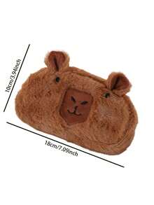 Estojo de lápis de pelúcia de capivara (1 unidade), porta-lápis e estojo de material escolar de grande capacidade, bolsa de armazenamento fofa e macia, nécessaire portátil, volta às aulas, material escolar, estojo para lápis, mochila escolar