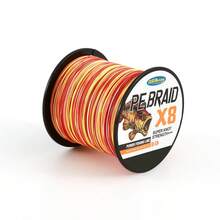 Línea de pesca trenzada de color para una mayor resistencia, multifilamento PE, línea de pesca trenzada de 8 hebras de 6 LB a 60 LB para agua salada y agua dulce